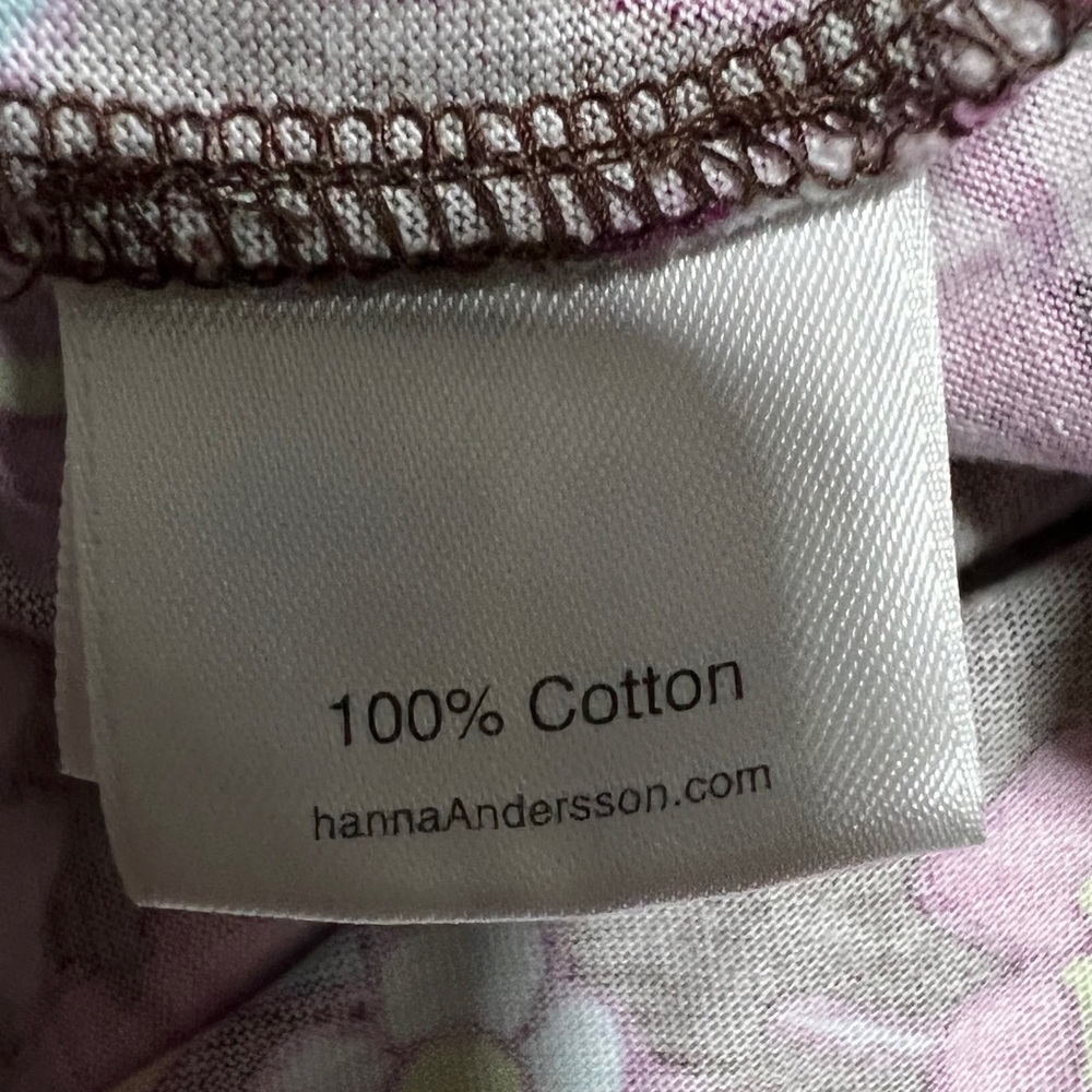 Hanna Andersson Brown and Pink Floral Shirt 120cm Size 6 Tie Back Ribbon Trim - Picture 4 of 6